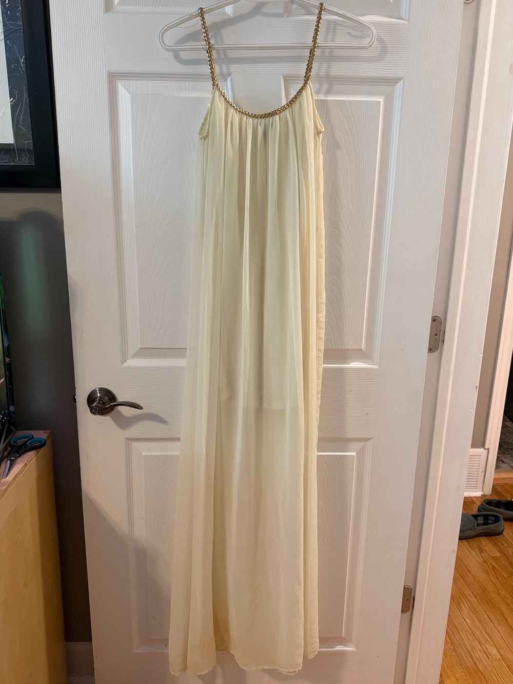 UK2LA Cream and Gold Braided Detail Top